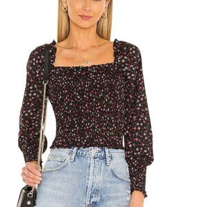 STATE Ditsy Refresh Blouse – Size L – NWT – Rich Black Multi – Revolve